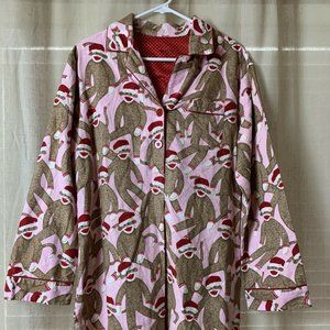 Nick and Nora Sock Monkey Warm Flannel Nightshirt Large Price Drop